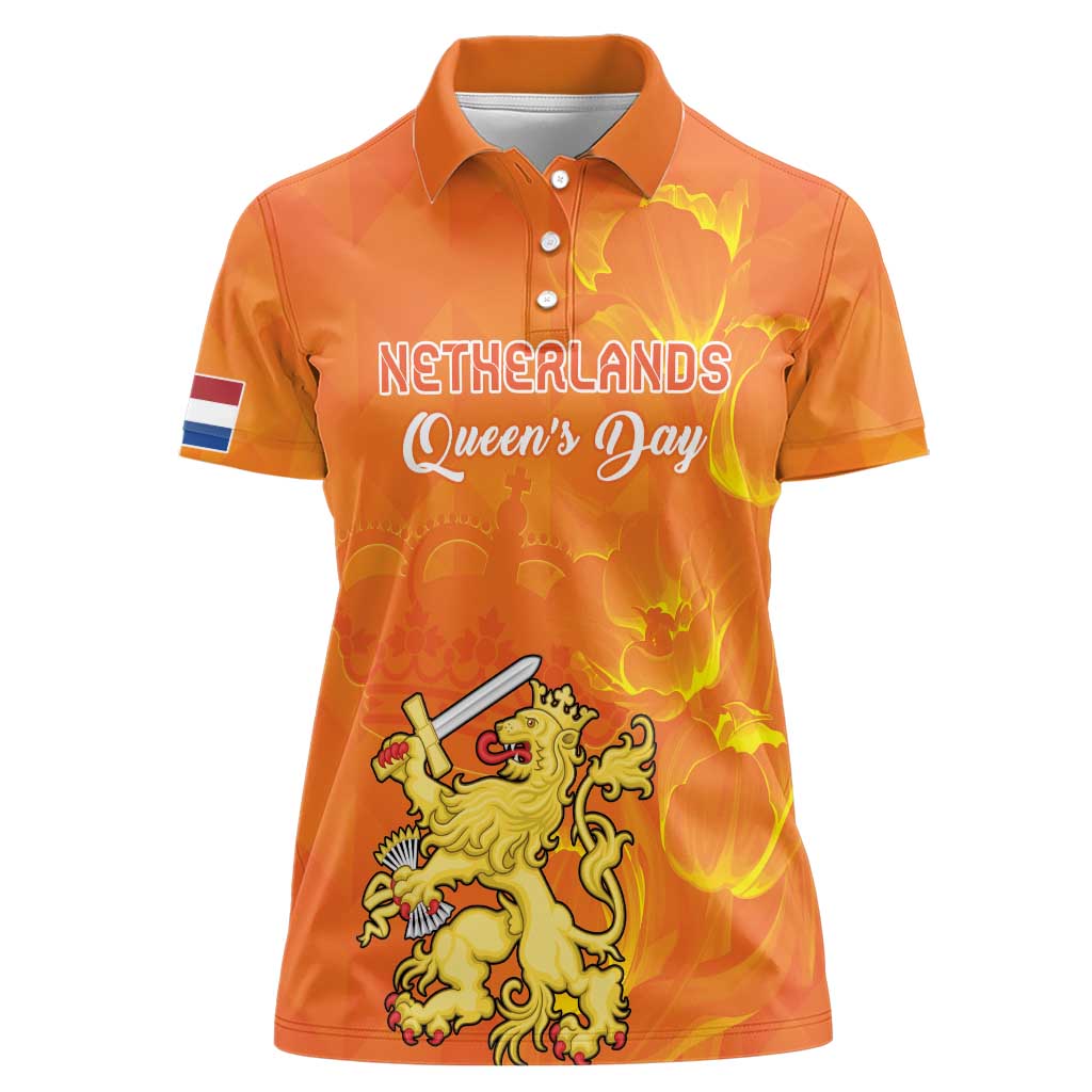 Personalized Netherlands Queen's Day Women Polo Shirt Koninginnedag Royal Crown