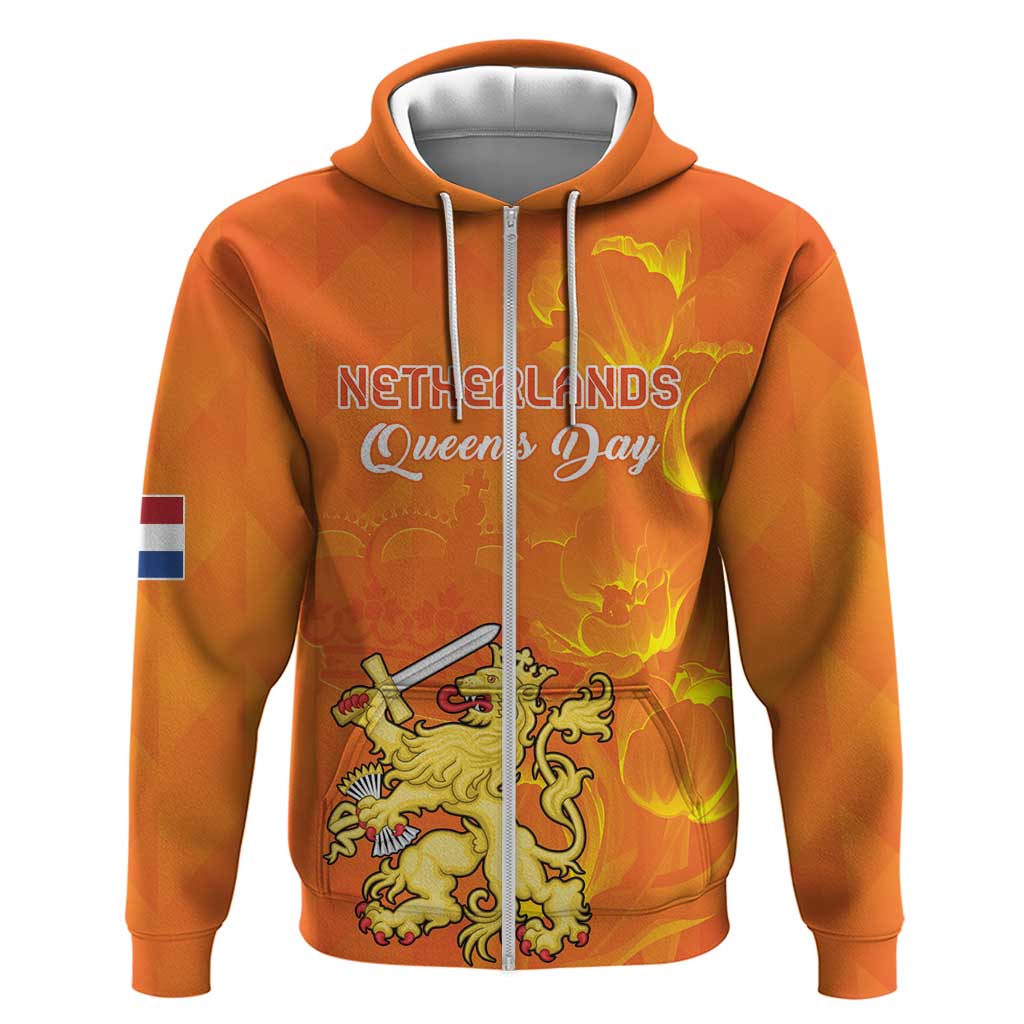 Personalized Netherlands Queen's Day Zip Hoodie Koninginnedag Royal Crown