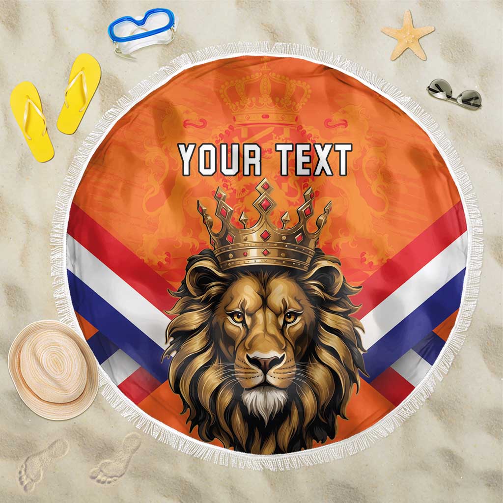 Personalized Netherlands King's Day Beach Blanket Koningsdag Lion King With Crown