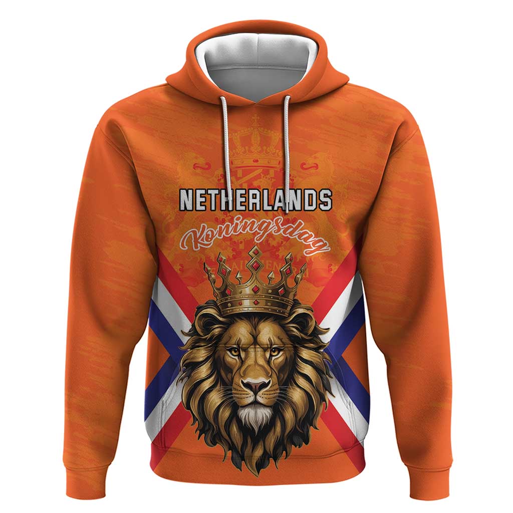 Personalized Netherlands King's Day Hoodie Koningsdag Lion King With Crown