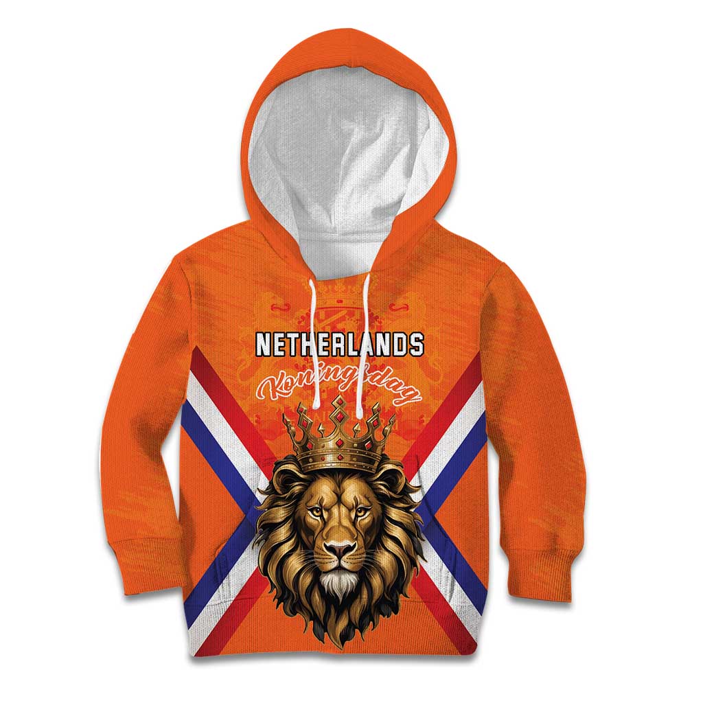 Personalized Netherlands King's Day Kid Hoodie Koningsdag Lion King With Crown