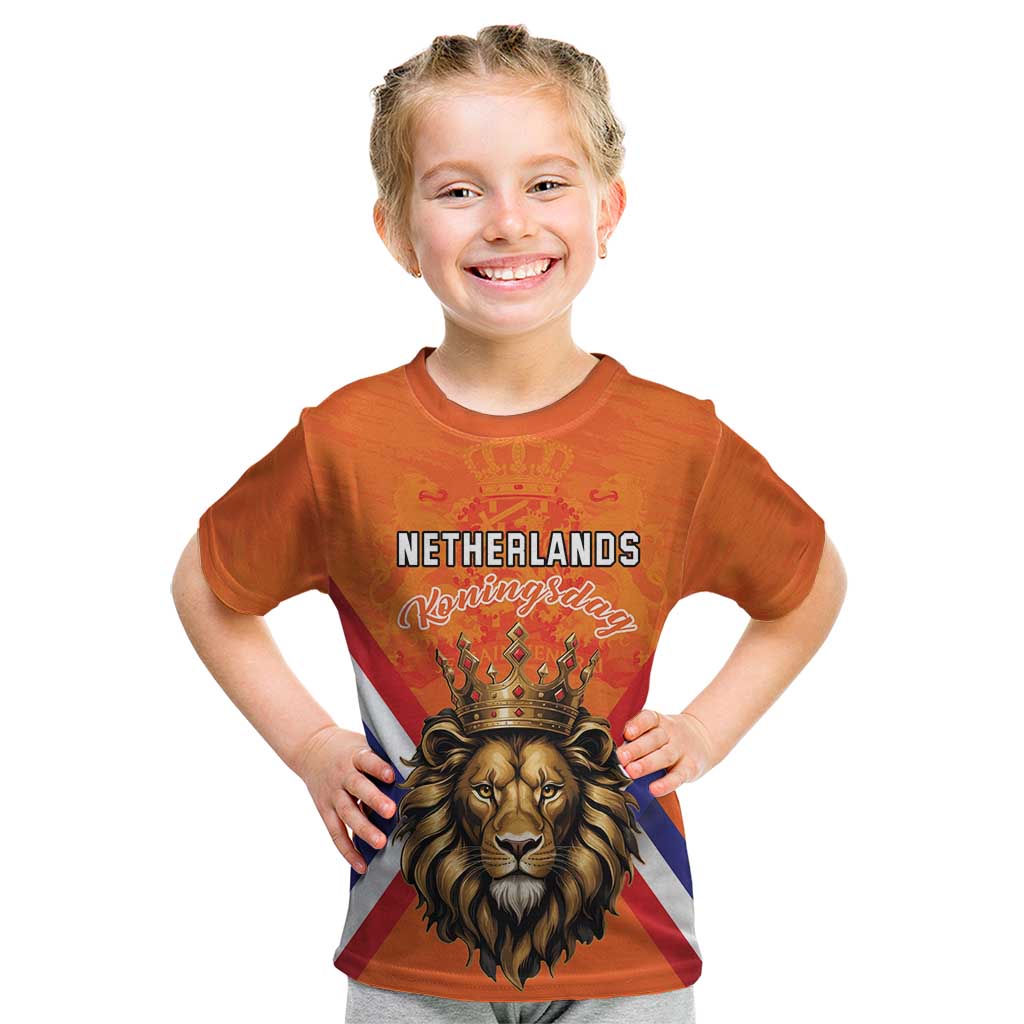 Personalized Netherlands King's Day Kid T Shirt Koningsdag Lion King With Crown