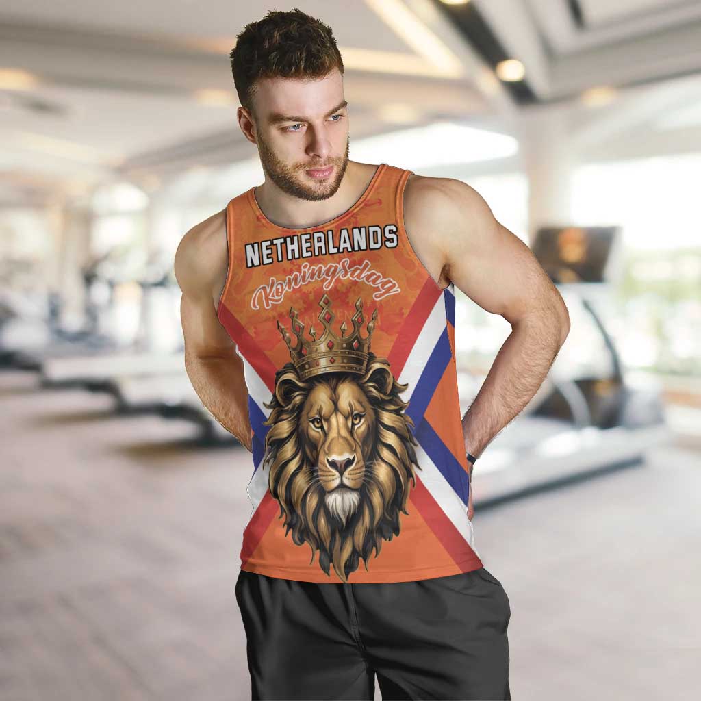 Personalized Netherlands King's Day Men Tank Top Koningsdag Lion King With Crown