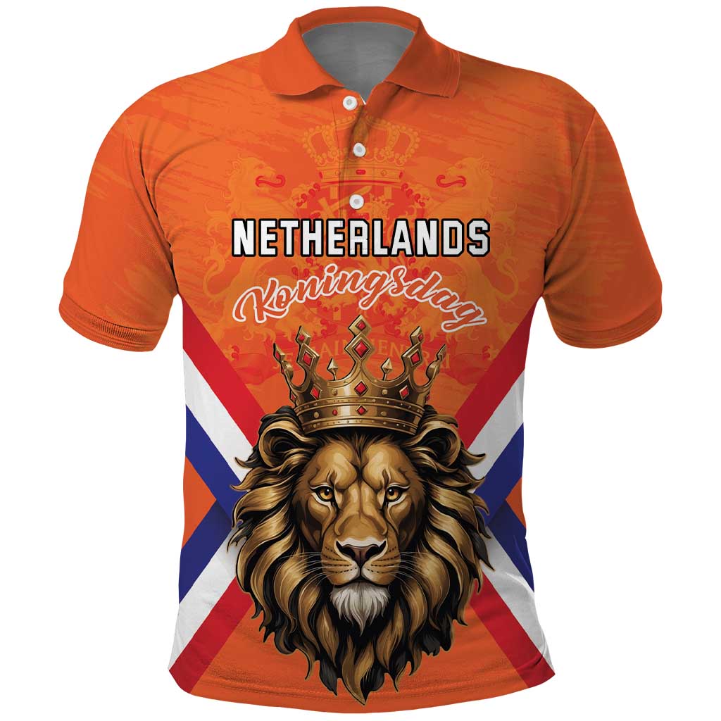 Personalized Netherlands King's Day Polo Shirt Koningsdag Lion King With Crown