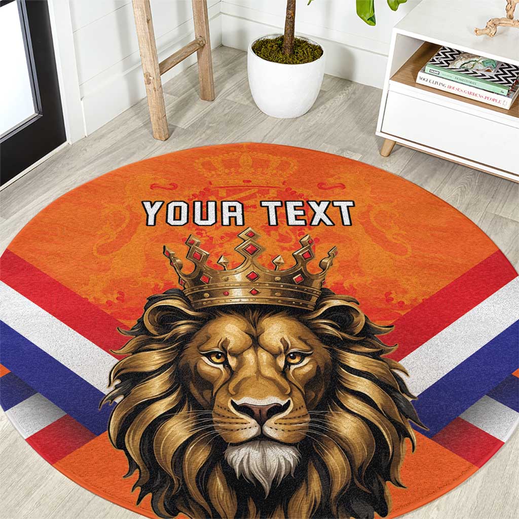 Personalized Netherlands King's Day Round Carpet Koningsdag Lion King With Crown