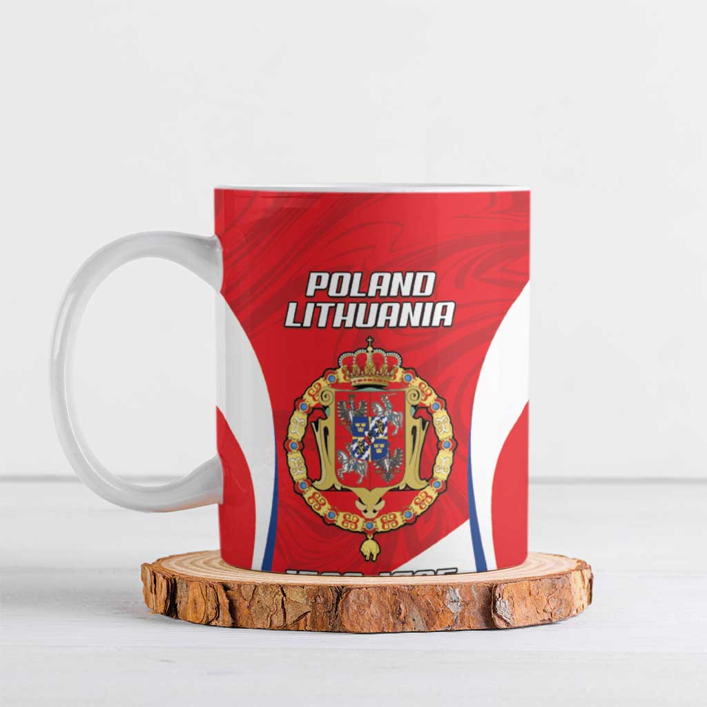 Poland-Lithuania Personalized Ceramic Mug Heraldic Eagle and Vytis Historical