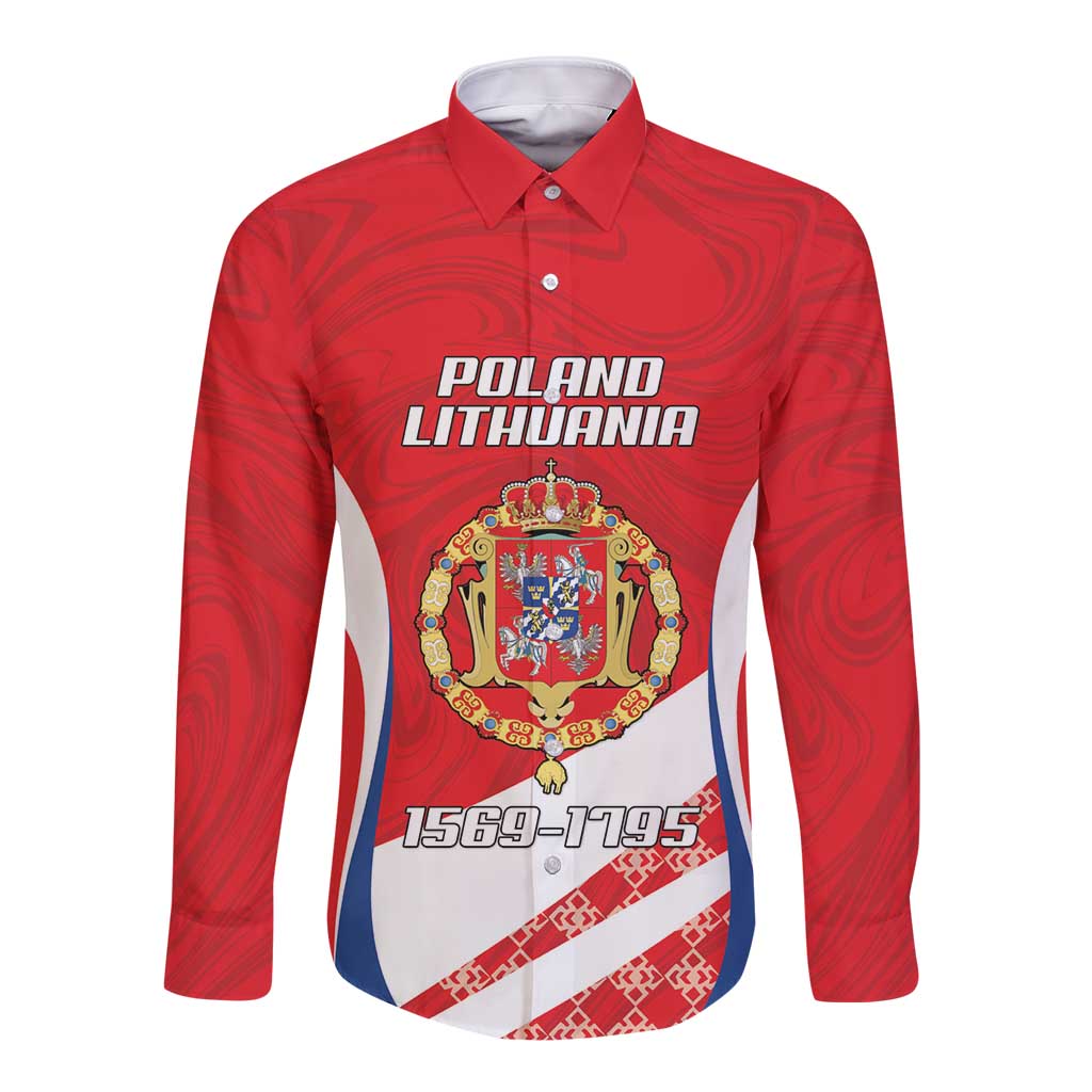 Poland-Lithuania Personalized Long Sleeve Button Shirt Heraldic Eagle and Vytis Historical