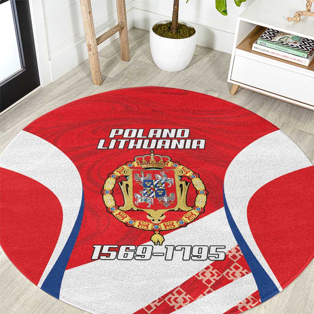 Poland-Lithuania Round Carpet Heraldic Eagle and Vytis Historical