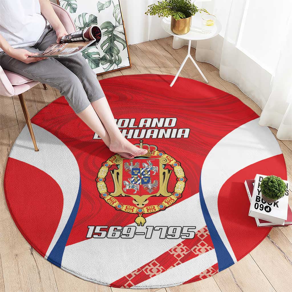 Poland-Lithuania Round Carpet Heraldic Eagle and Vytis Historical