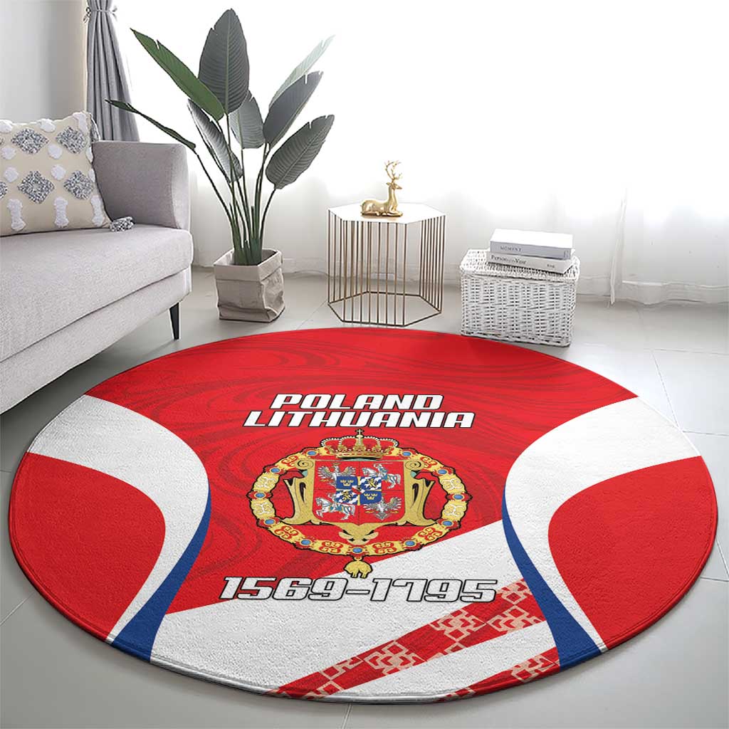 Poland-Lithuania Round Carpet Heraldic Eagle and Vytis Historical