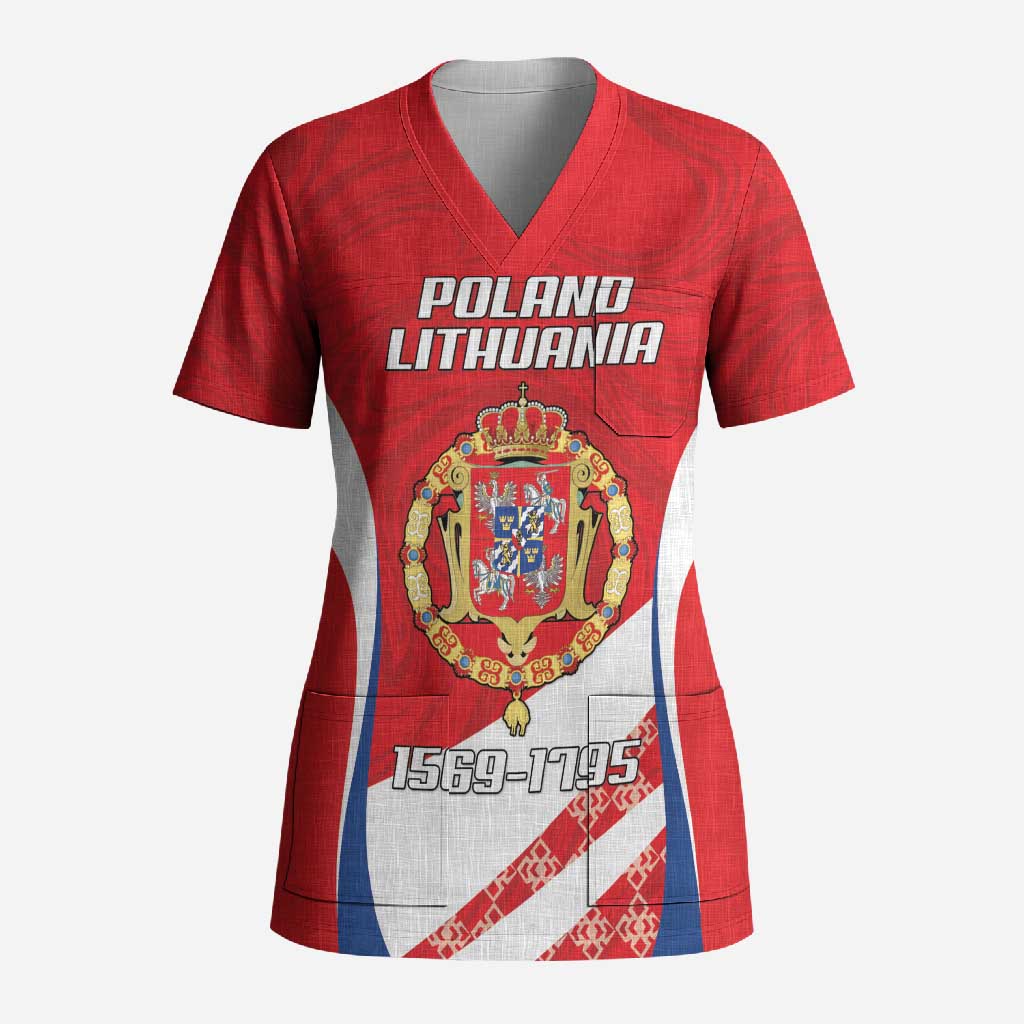 Poland-Lithuania Personalized Scrub Top Heraldic Eagle and Vytis Historical