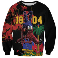 Black unisex sweatshirt with front graphic of blue figure, red animal, and 1804 text