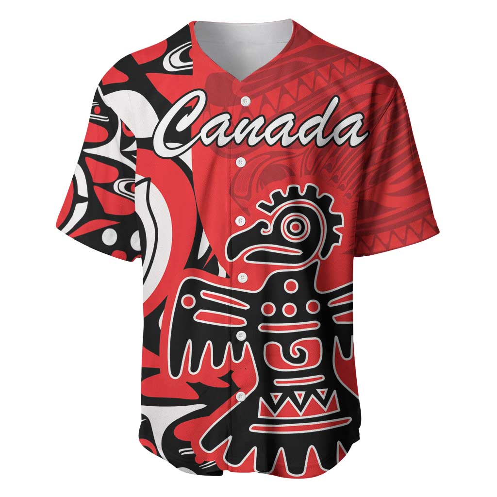 Personalized Canada Haida Eagle Baseball Jersey Red Style - Wonder Print Shop