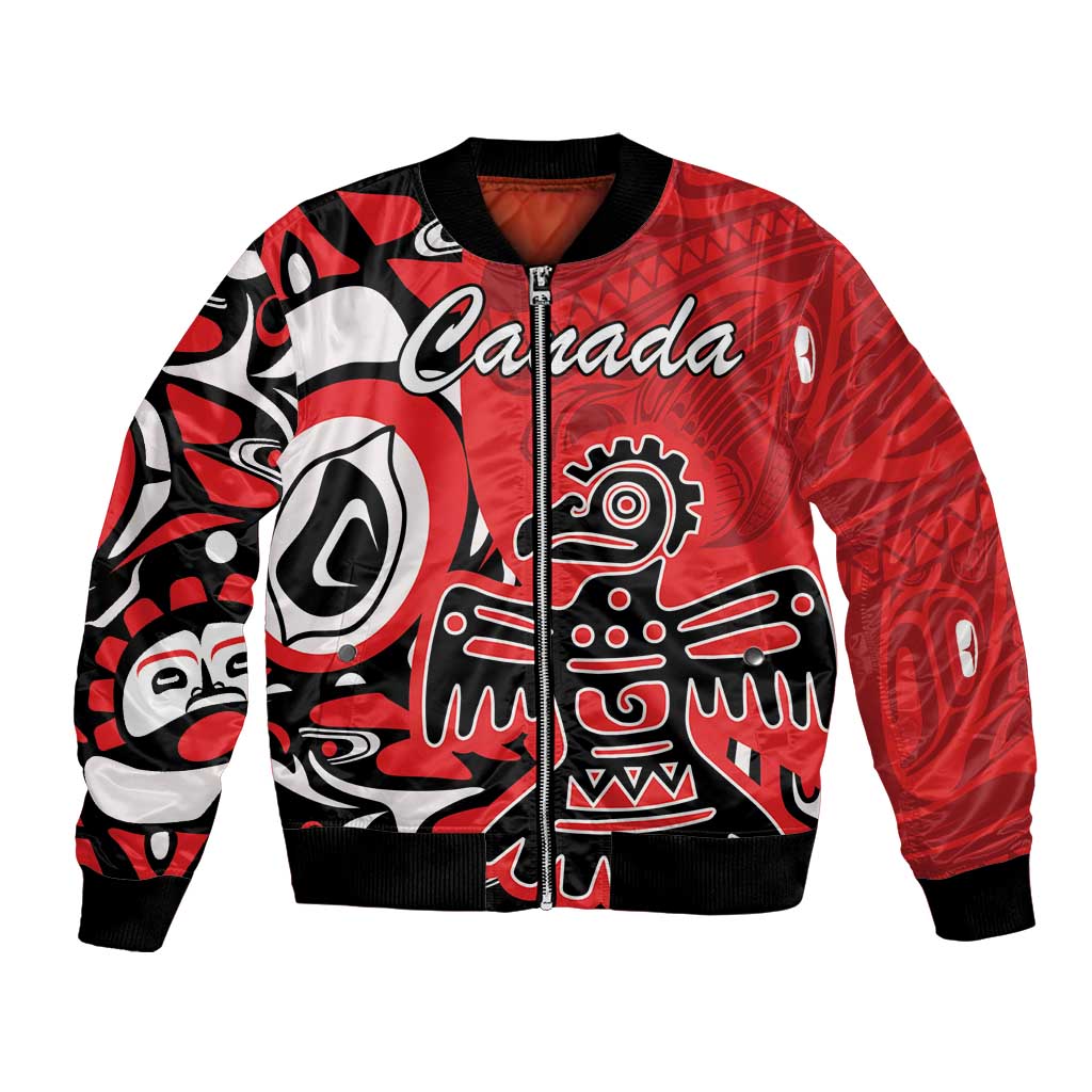 Personalized Canada Haida Eagle Bomber Jacket Red Style - Wonder Print Shop