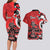 Personalized Canada Haida Eagle Couples Matching Long Sleeve Bodycon Dress and Hawaiian Shirt Red Style - Wonder Print Shop