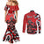 Personalized Canada Haida Eagle Couples Matching Mermaid Dress and Long Sleeve Button Shirt Red Style