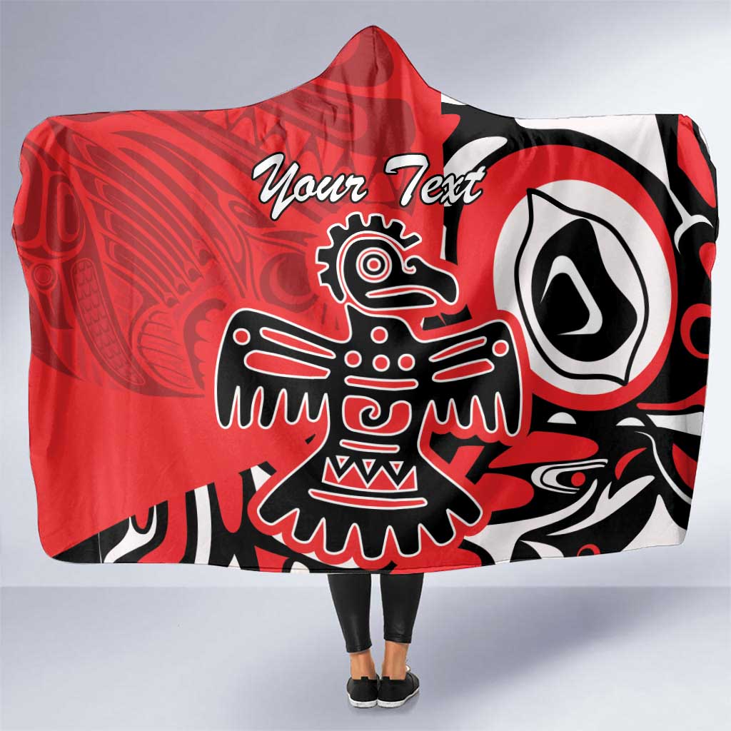 Personalized Canada Haida Eagle Hooded Blanket Red Style