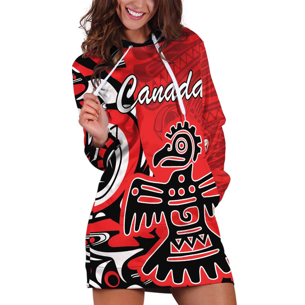 Personalized Canada Haida Eagle Hoodie Dress Red Style - Wonder Print Shop