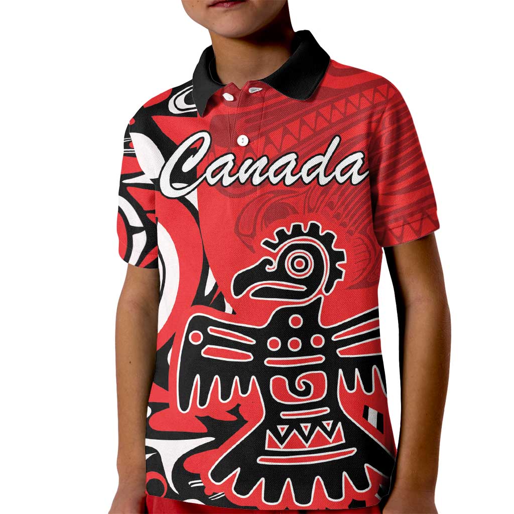 Personalized Canada Haida Eagle Kid Polo Shirt Red Style - Wonder Print Shop