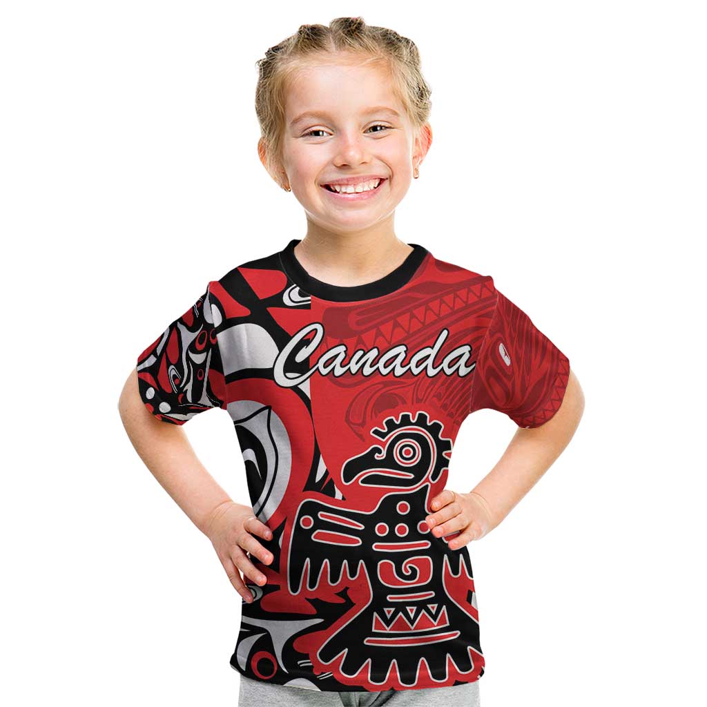 Personalized Canada Haida Eagle Kid T Shirt Red Style - Wonder Print Shop