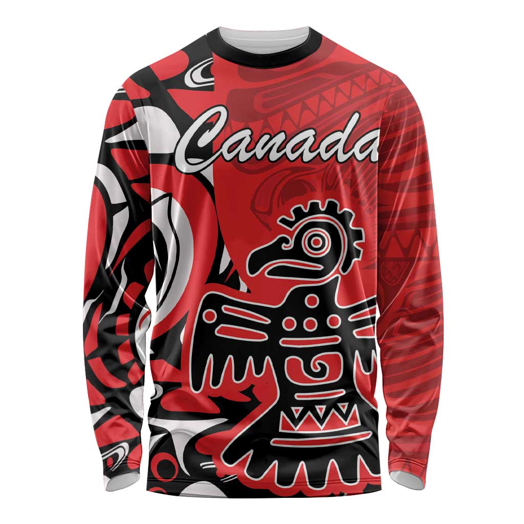 Personalized Canada Haida Eagle Long Sleeve Shirt Red Style - Wonder Print Shop