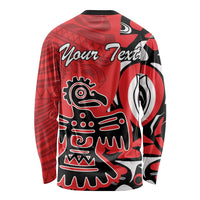 Red long-sleeve shirt with black eagle graphic and 'Your Text' back print