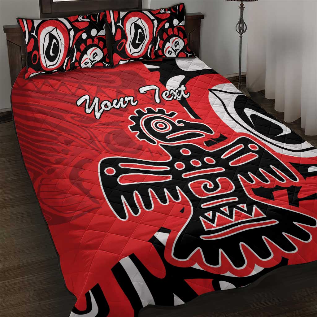 Personalized Canada Haida Eagle Quilt Bed Set Red Style