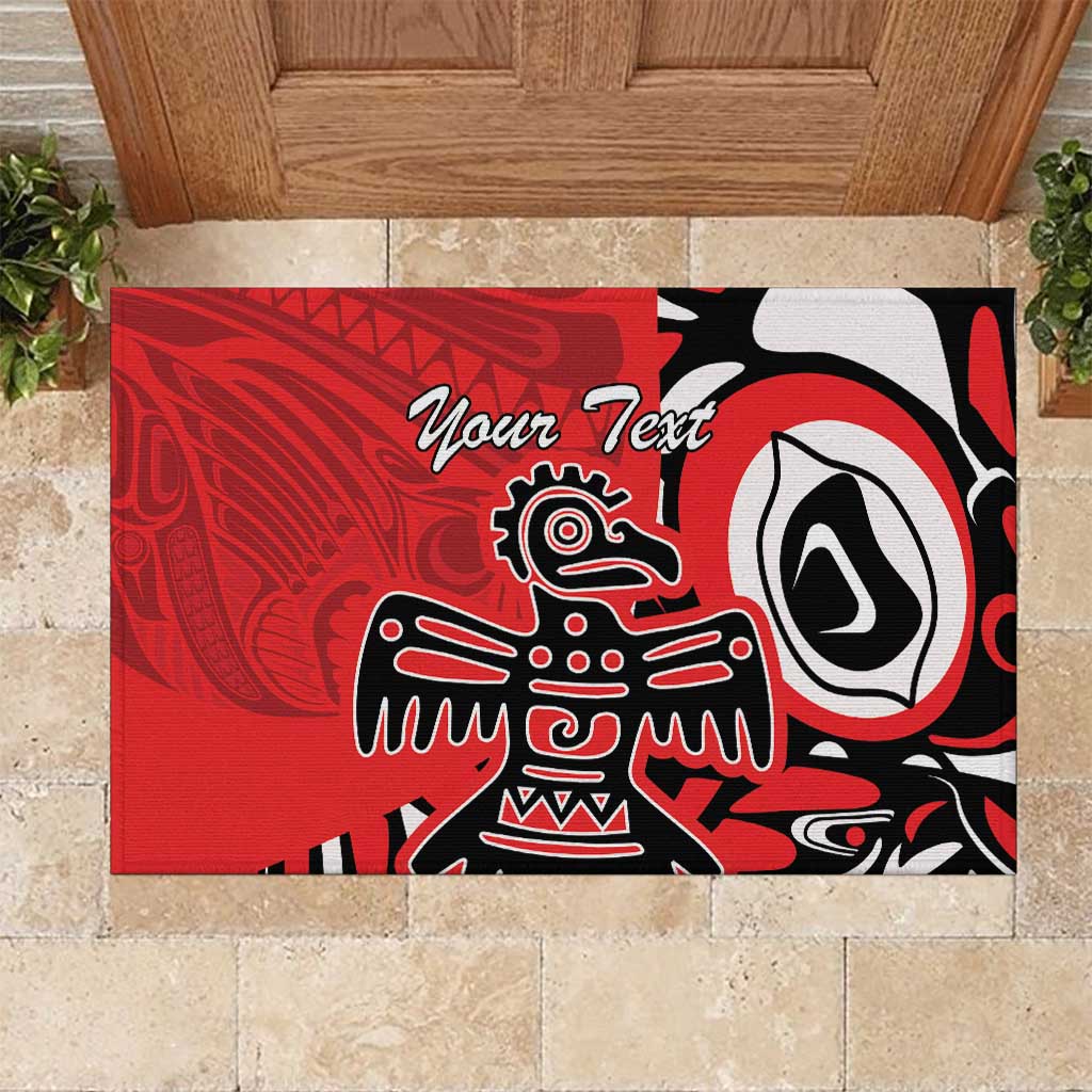 Personalized Canada Haida Eagle Rubber Doormat Red Style