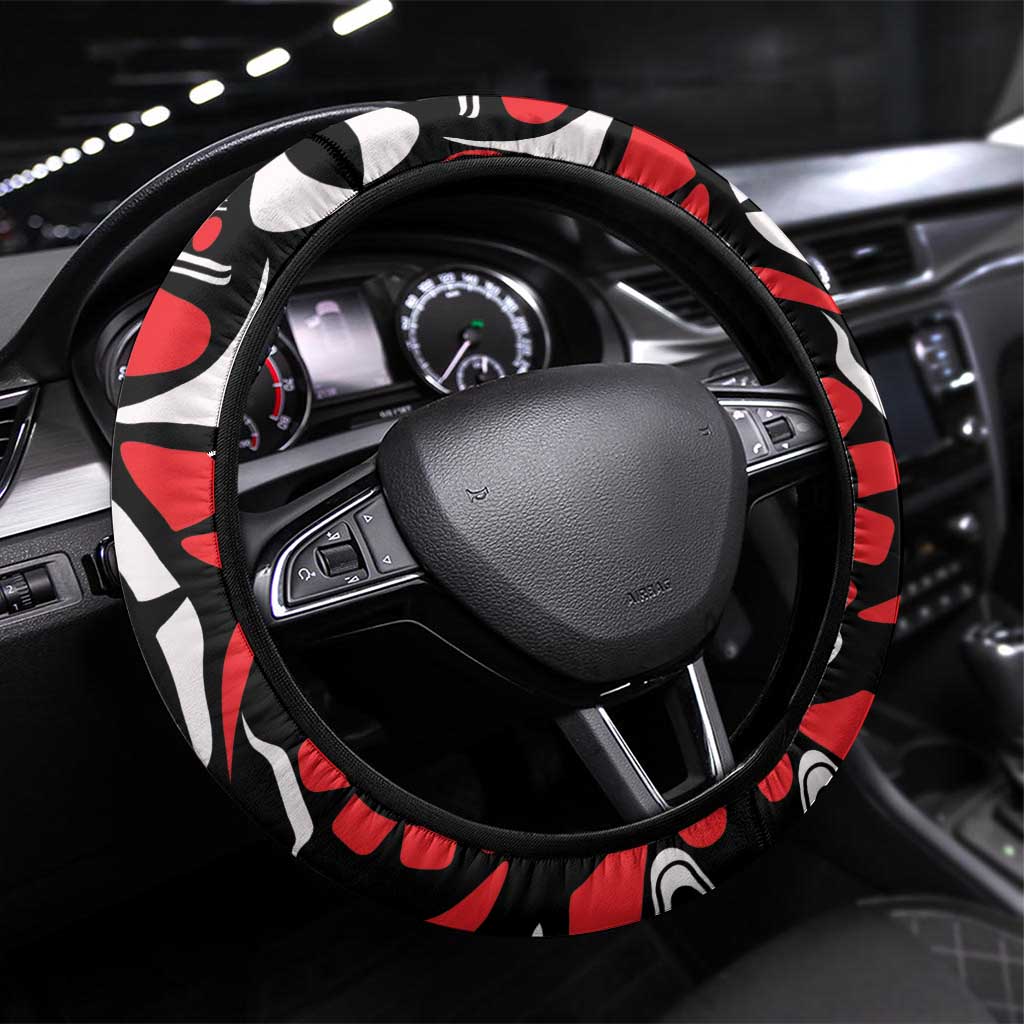 Canada Haida Eagle Steering Wheel Cover Red Style