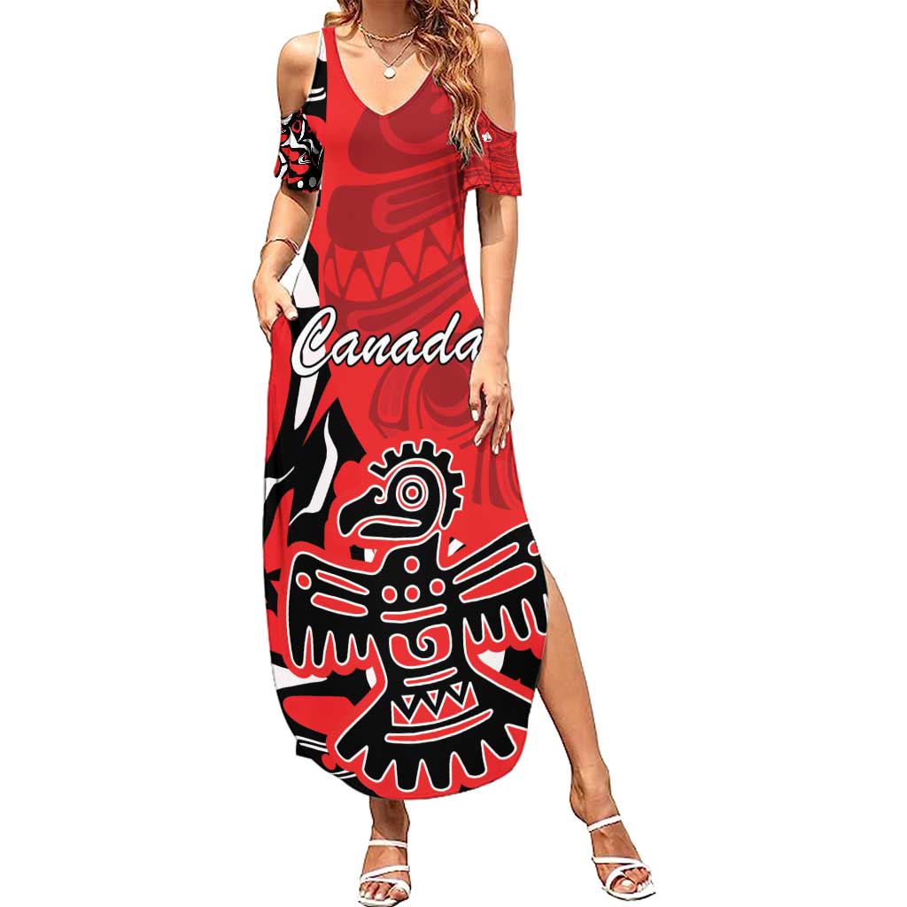 Personalized Canada Haida Eagle Summer Maxi Dress Red Style - Wonder Print Shop