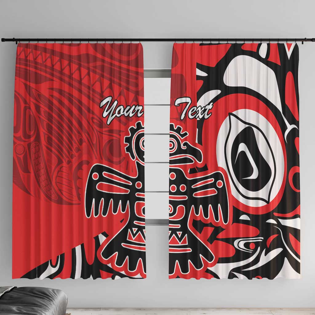 Personalized Canada Haida Eagle Window Curtain Red Style