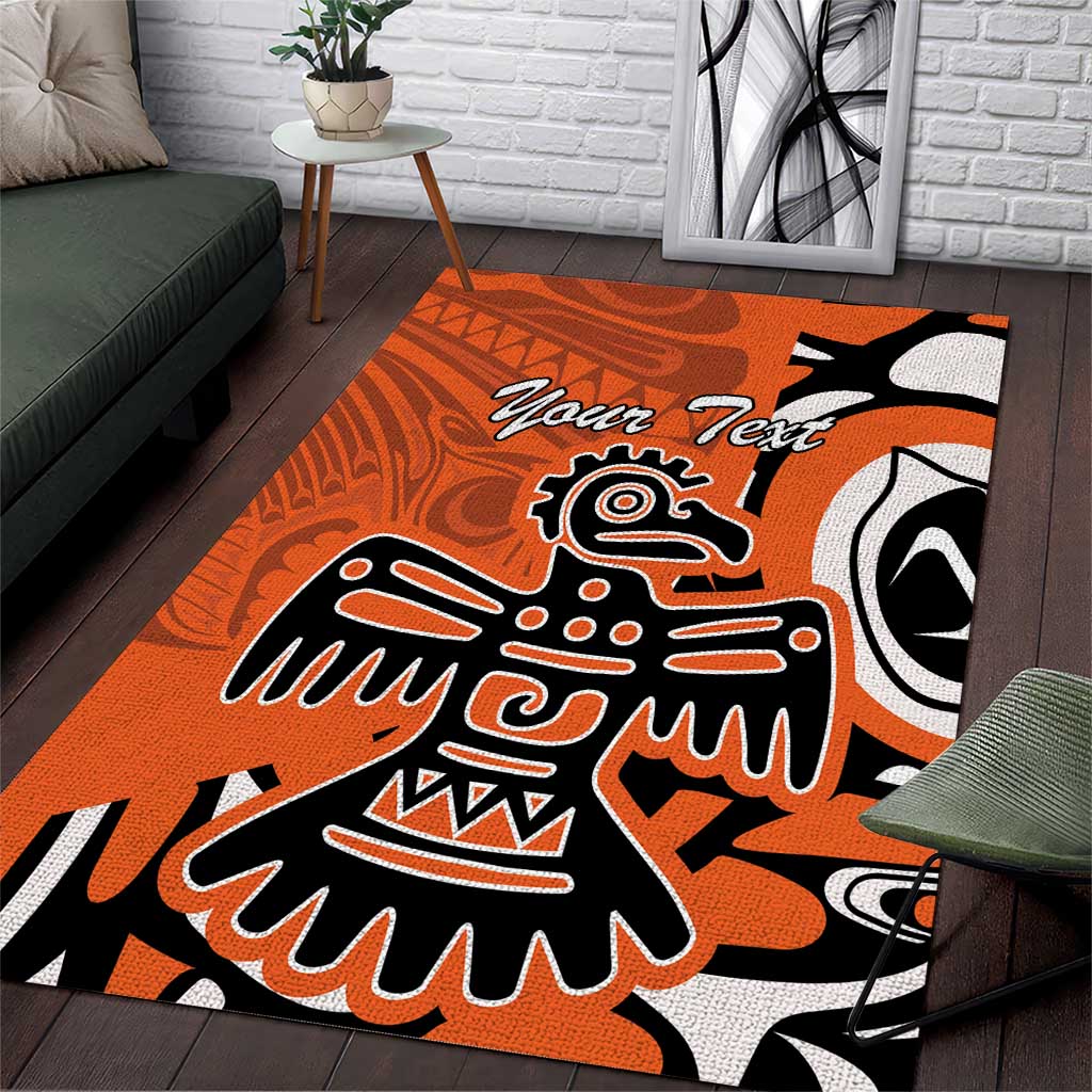 Personalized Canada Haida Eagle Area Rug Orange Style - Wonder Print Shop