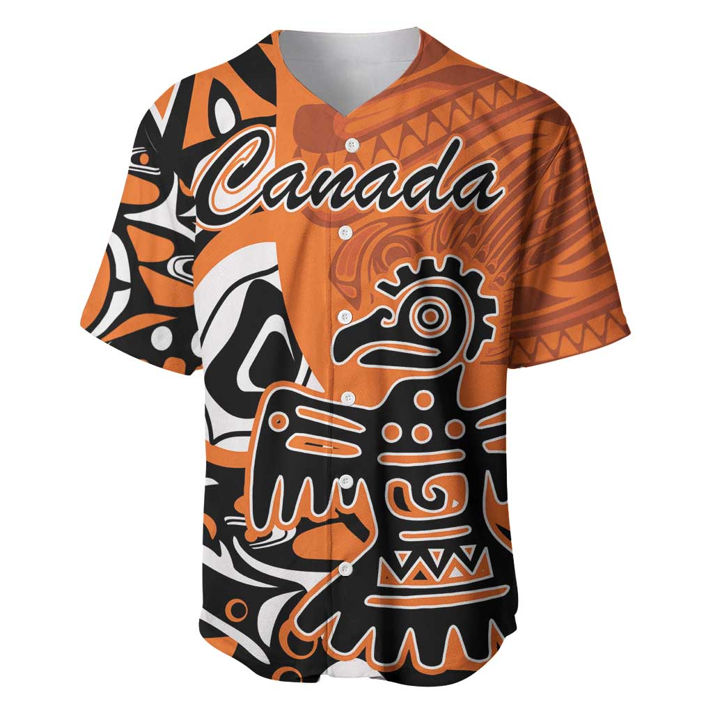 Personalized Canada Haida Eagle Baseball Jersey Orange Style - Wonder Print Shop