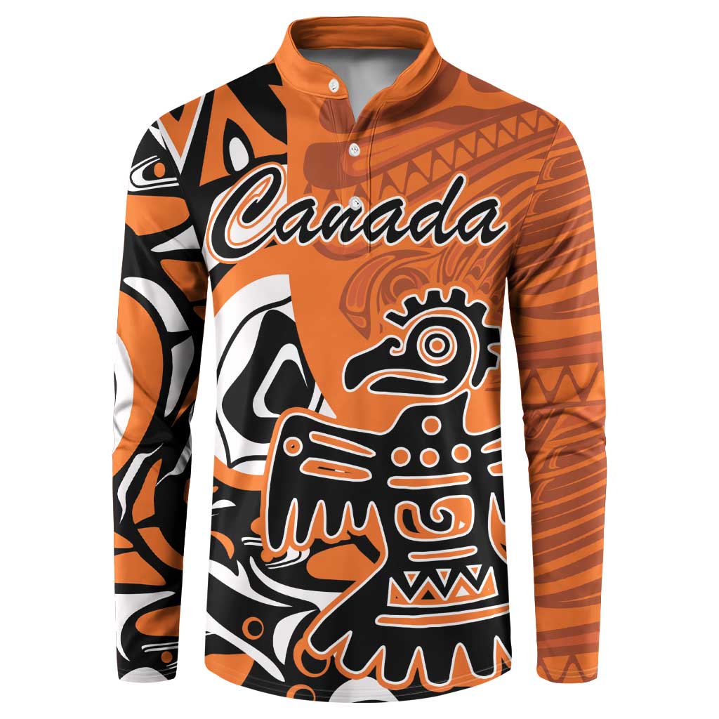 Personalized Canada Haida Eagle Button Sweatshirt Orange Style - Wonder Print Shop