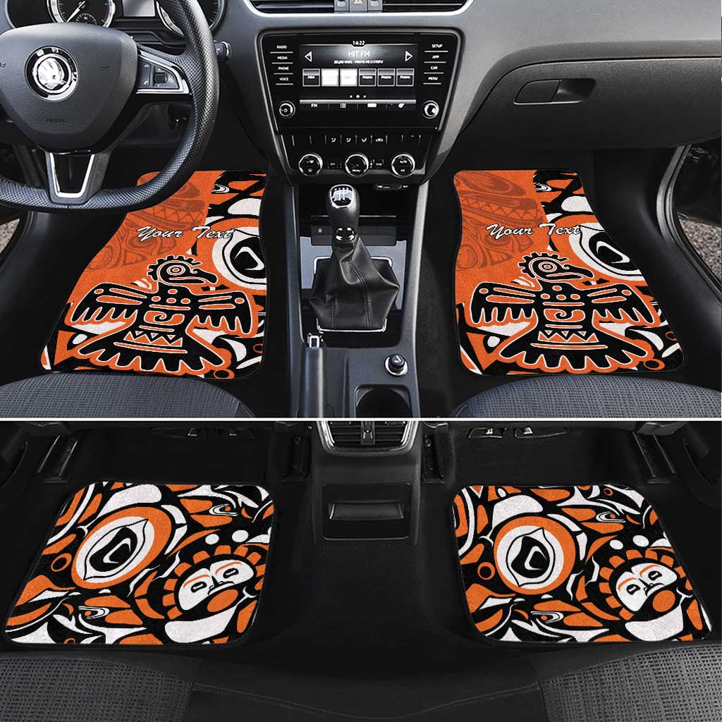 Personalized Canada Haida Eagle Car Mats Orange Style - Wonder Print Shop