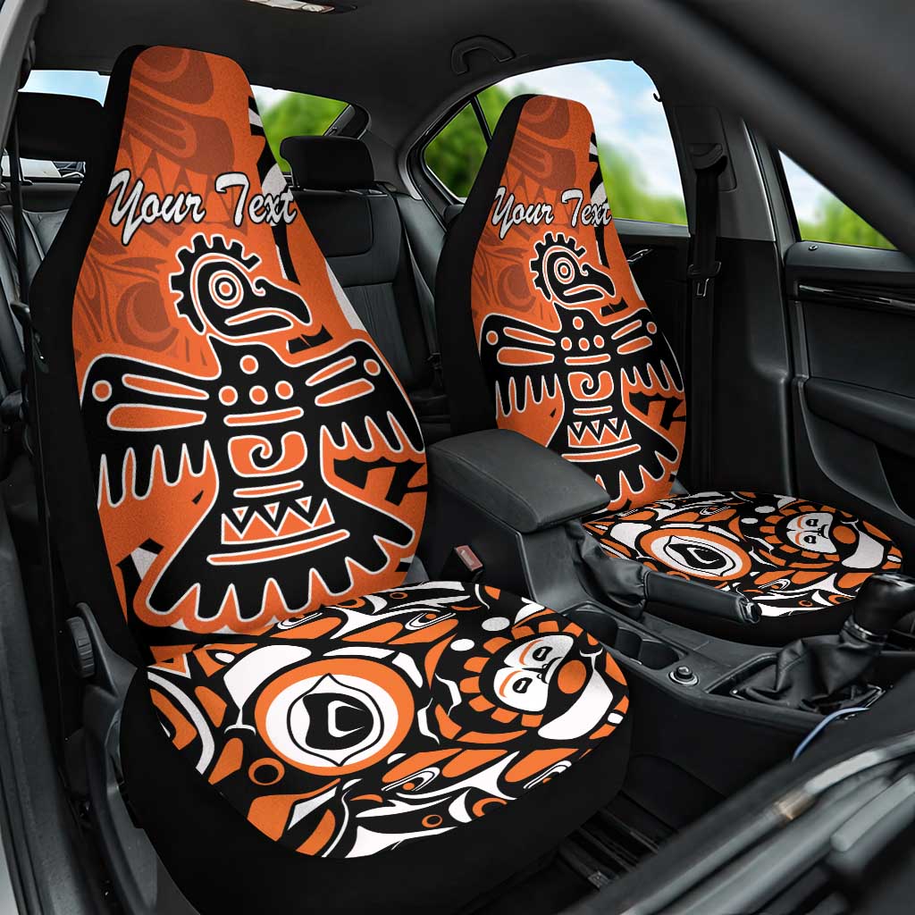 Personalized Canada Haida Eagle Car Seat Cover Orange Style - Wonder Print Shop