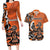 Personalized Canada Haida Eagle Couples Matching Long Sleeve Bodycon Dress and Hawaiian Shirt Orange Style - Wonder Print Shop