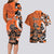 Personalized Canada Haida Eagle Couples Matching Long Sleeve Bodycon Dress and Hawaiian Shirt Orange Style - Wonder Print Shop