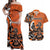 Personalized Canada Haida Eagle Couples Matching Off Shoulder Maxi Dress and Hawaiian Shirt Orange Style - Wonder Print Shop