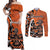 Personalized Canada Haida Eagle Couples Matching Off Shoulder Maxi Dress and Long Sleeve Button Shirt Orange Style - Wonder Print Shop