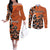 Personalized Canada Haida Eagle Couples Matching Off The Shoulder Long Sleeve Dress and Long Sleeve Button Shirt Orange Style