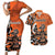 Personalized Canada Haida Eagle Couples Matching Short Sleeve Bodycon Dress and Hawaiian Shirt Orange Style - Wonder Print Shop