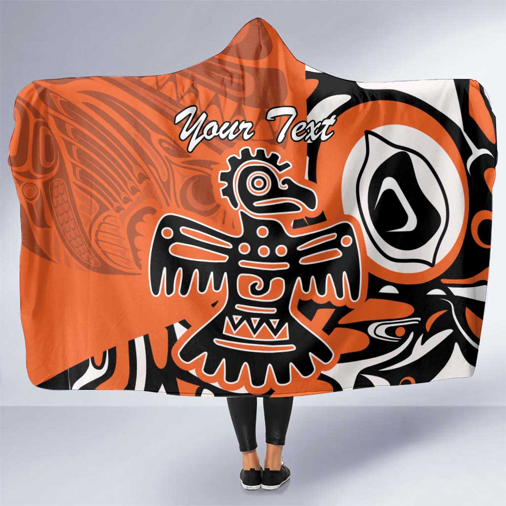 Personalized Canada Haida Eagle Hooded Blanket Orange Style