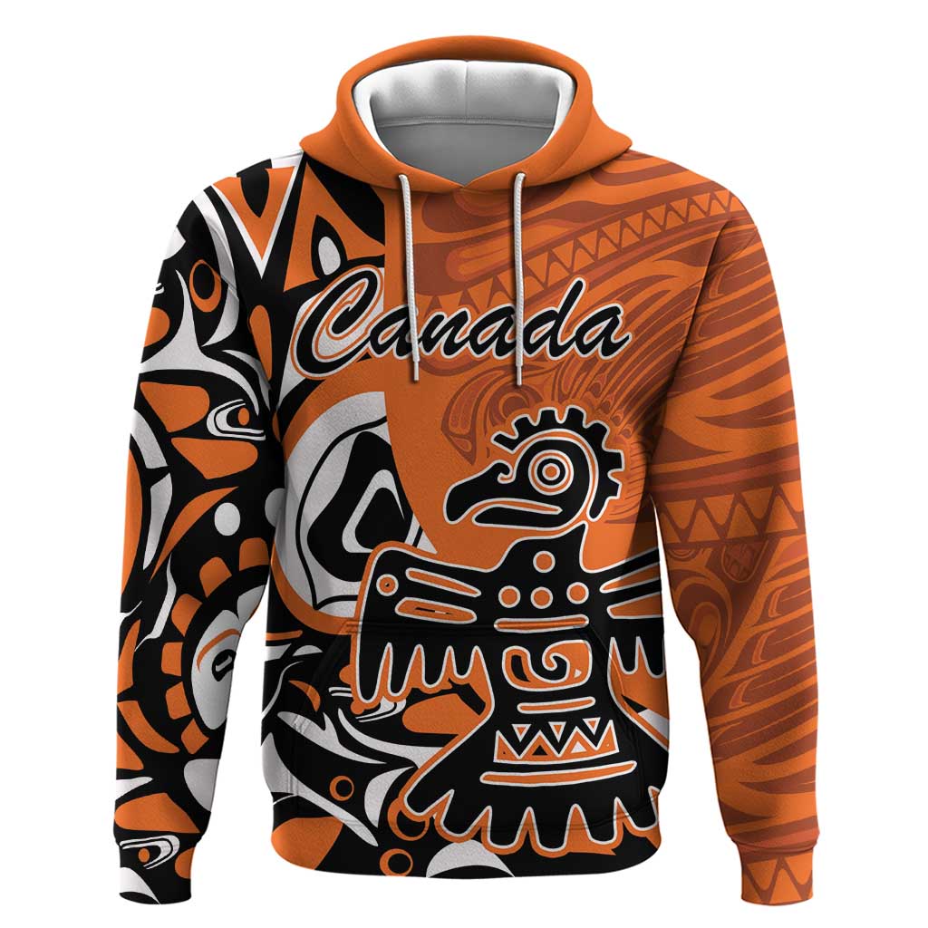 Personalized Canada Haida Eagle Hoodie Orange Style - Wonder Print Shop