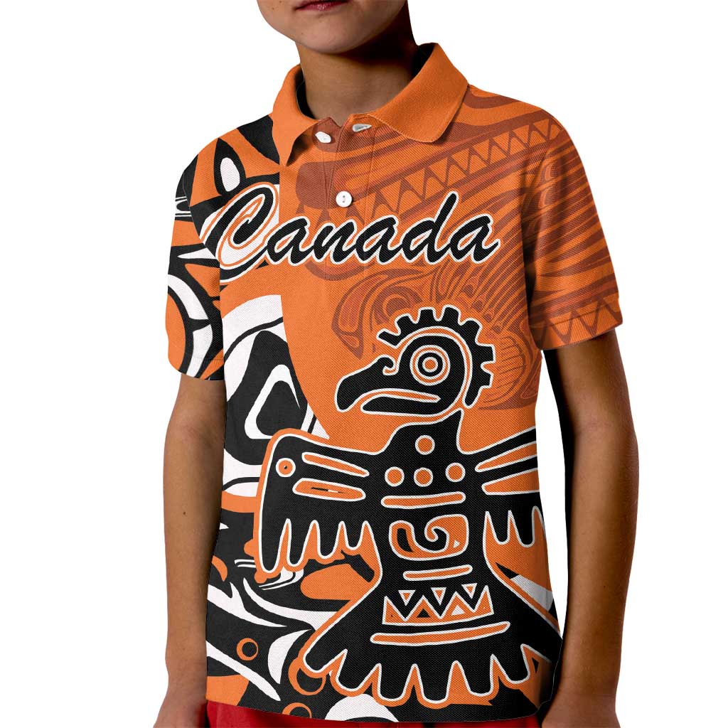 Personalized Canada Haida Eagle Kid Polo Shirt Orange Style - Wonder Print Shop