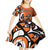 Personalized Canada Haida Eagle Kid Short Sleeve Dress Orange Style - Wonder Print Shop