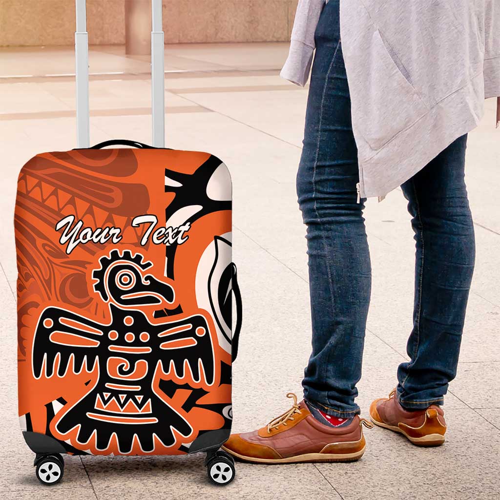 Personalized Canada Haida Eagle Luggage Cover Orange Style - Wonder Print Shop