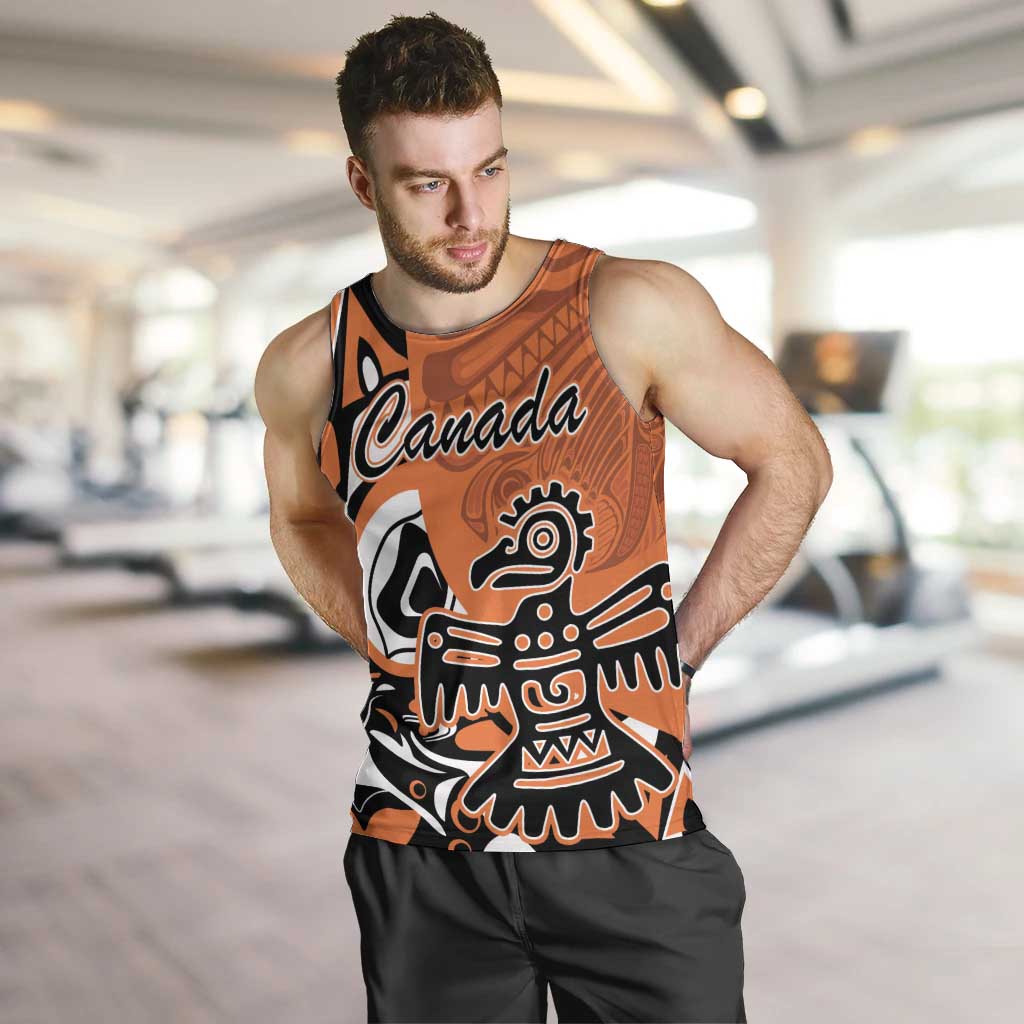 Personalized Canada Haida Eagle Men Tank Top Orange Style - Wonder Print Shop