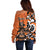 Personalized Canada Haida Eagle Off Shoulder Sweater Orange Style - Wonder Print Shop