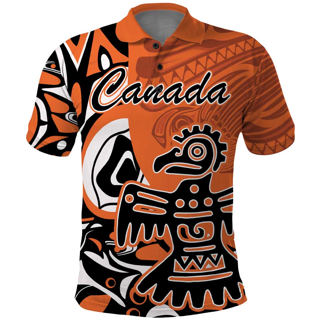 Personalized Canada Haida Eagle Polo Shirt Orange Style - Wonder Print Shop